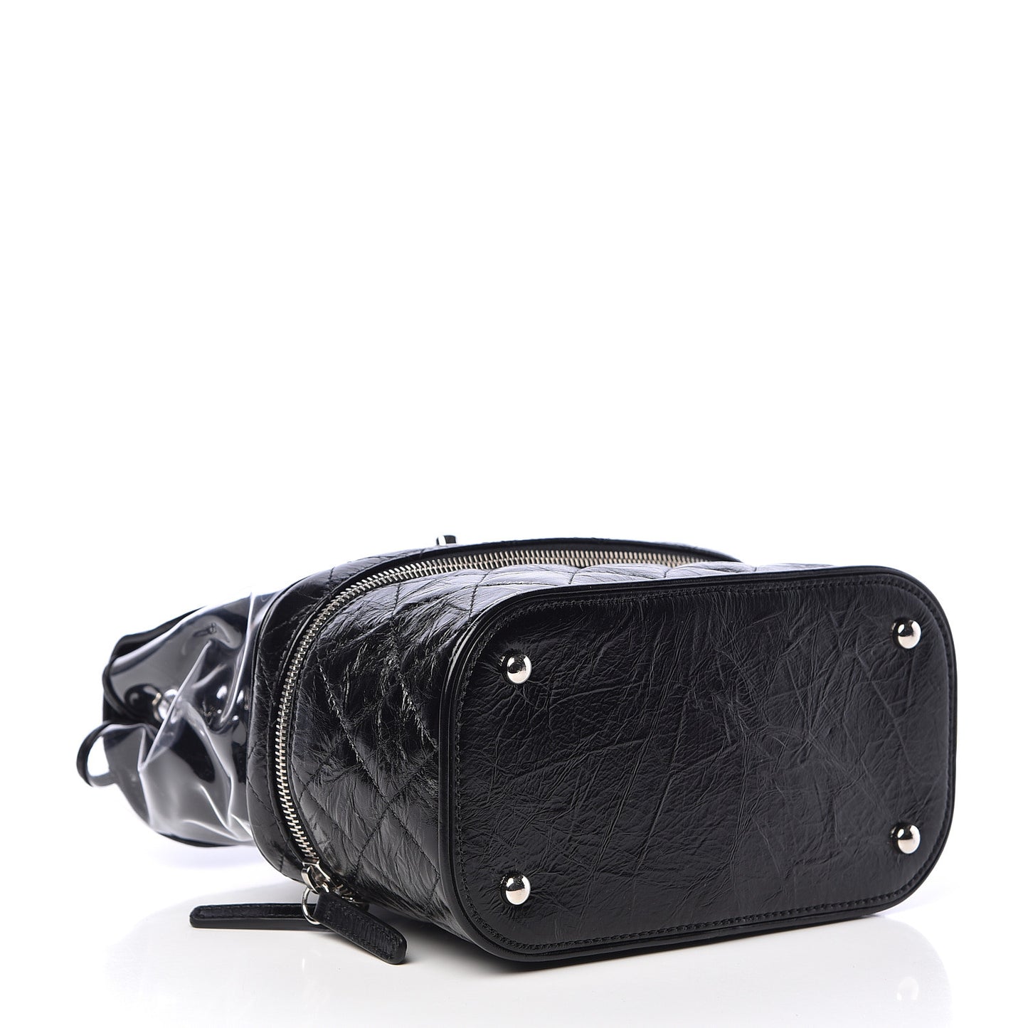 Crumpled Calfskin PVC Quilted Backpack Black
