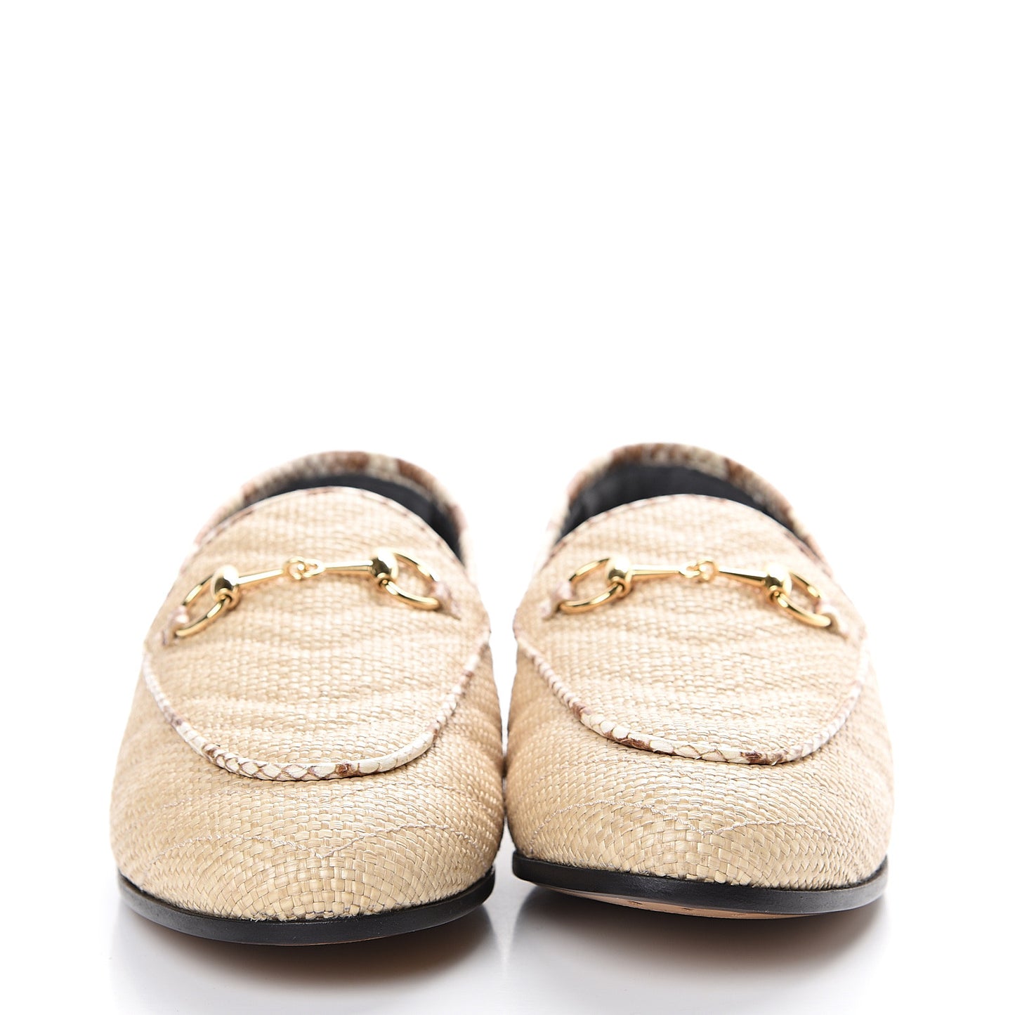 Raffia Elaphe Matelasse Horsebit Womens Jordaan Loafers 37 Natural Cream Brown