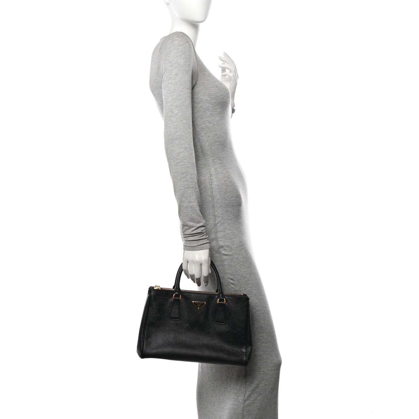 Saffiano Small Galleria Double Zip Tote Black