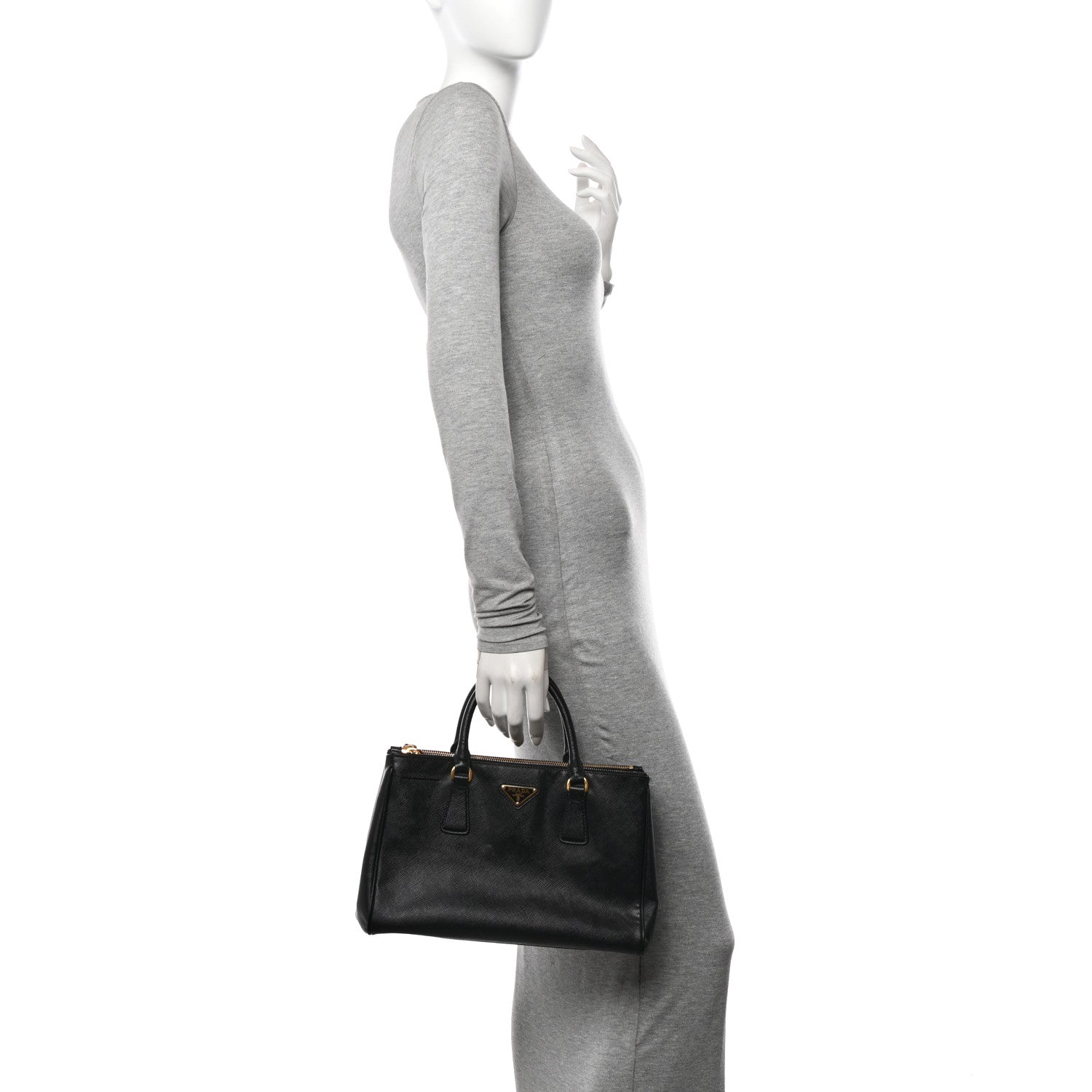 Prada Saffiano Small Galleria Double Zip Tote Black 2 of 10