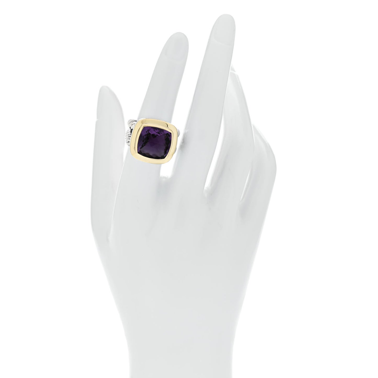 Sterling Silver 18K Yellow Gold Amethyst 11mm Albion Ring 51 5.75