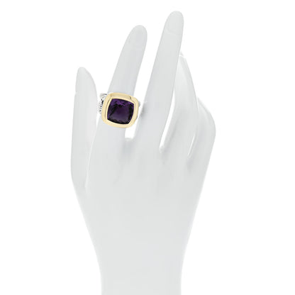 David Yurman Sterling Silver 18K Yellow Gold Amethyst 11mm Albion Ring 51 5.75 2 of 5