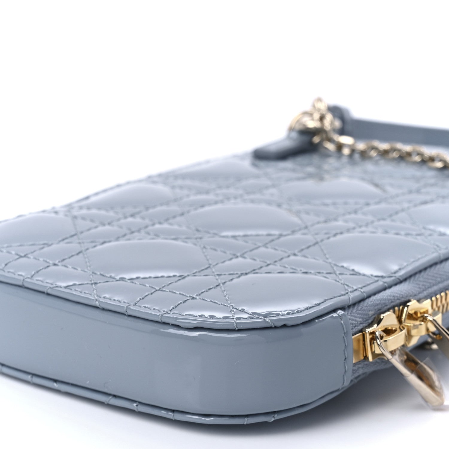 Christian Dior Patent Cannage Lady Dior Phone Holder Cloud Blue 9 of 9