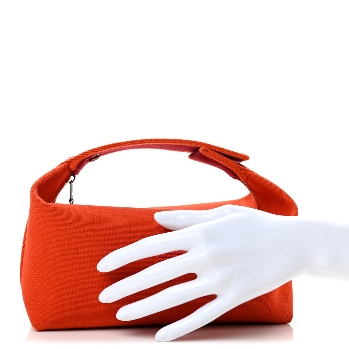 Hermes Canvas Small Bride-A-Brac Pouch Orange Burgundy 2 of 7