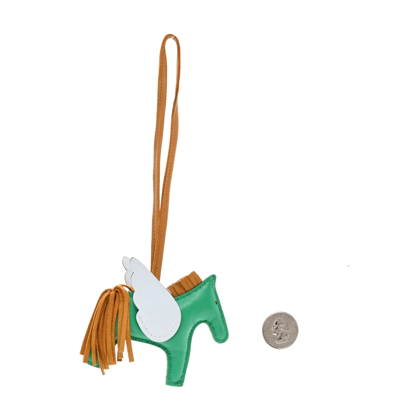 Milo Lambskin Grigri Rodeo Pegase Horse Bag Charm PM Menthe Sesame Bleu Brume