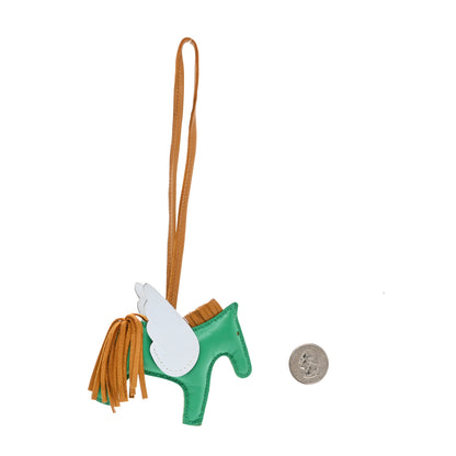Hermes Milo Lambskin Grigri Rodeo Pegase Horse Bag Charm PM Menthe Sesame Bleu Brume 2 of 4