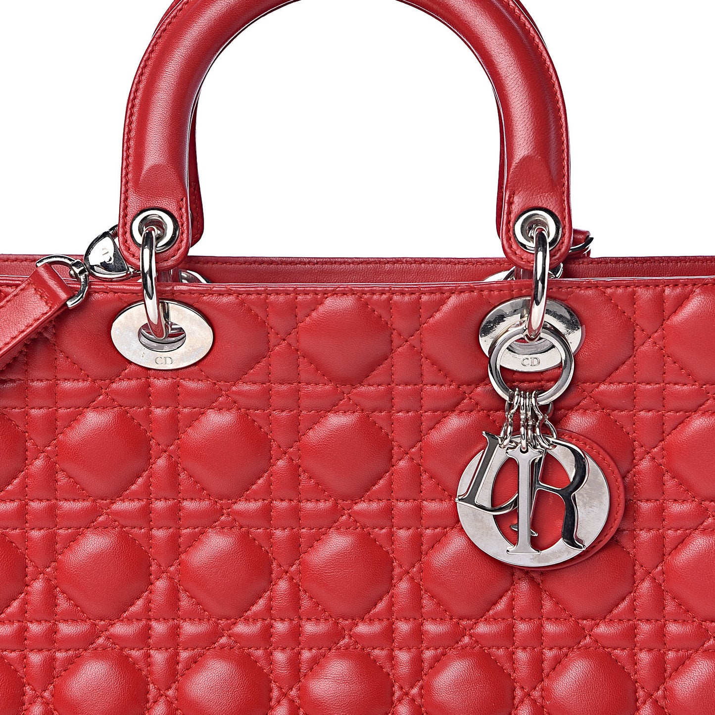 Lambskin Cannage Large Lady Dior Red