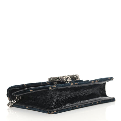Gucci Velvet GG Monogram Super Mini Dionysus Shoulder Bag Blue Beige Black 3 of 14