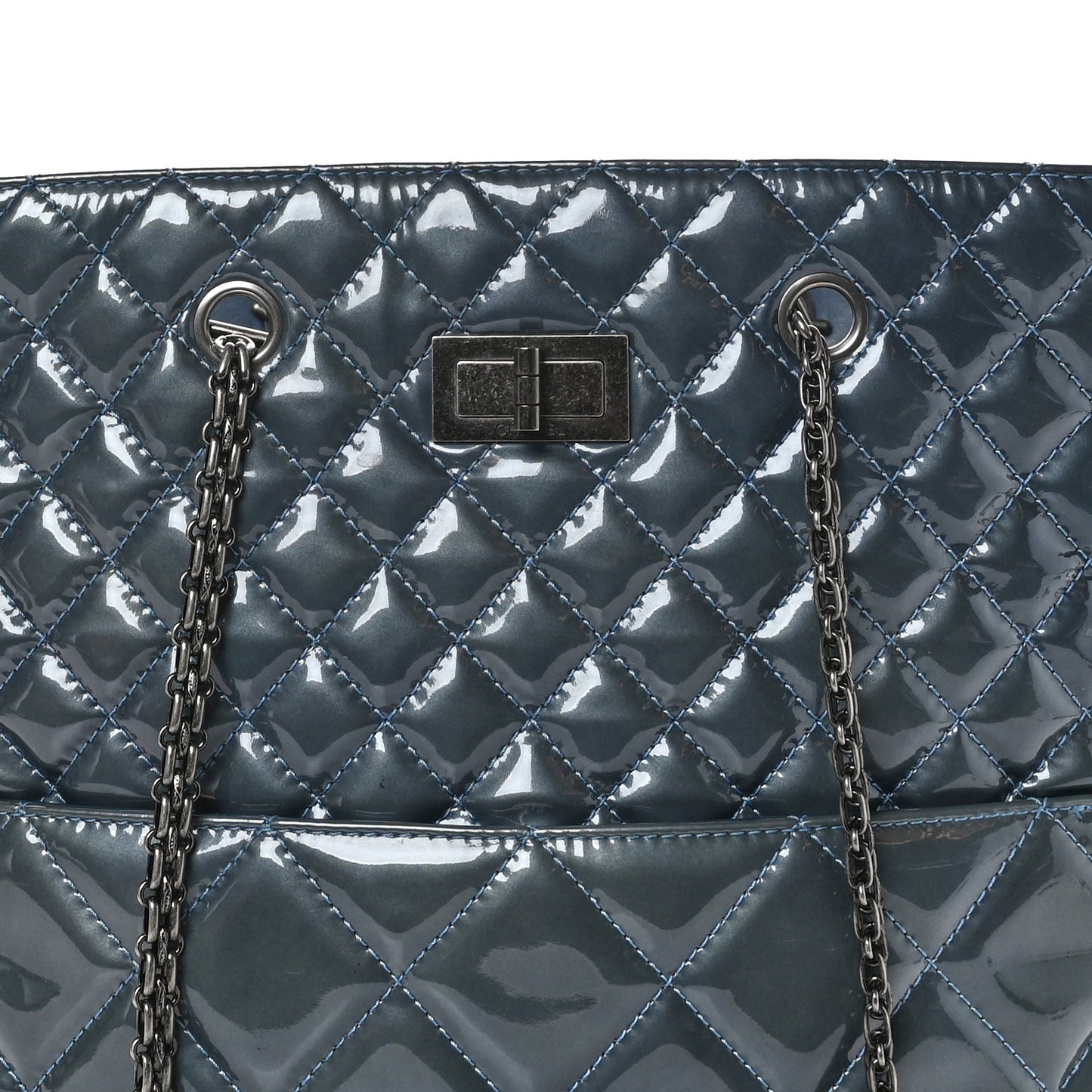 Metallic Aged Calfskin Quilted Reissue 2.55 Tote Bronze