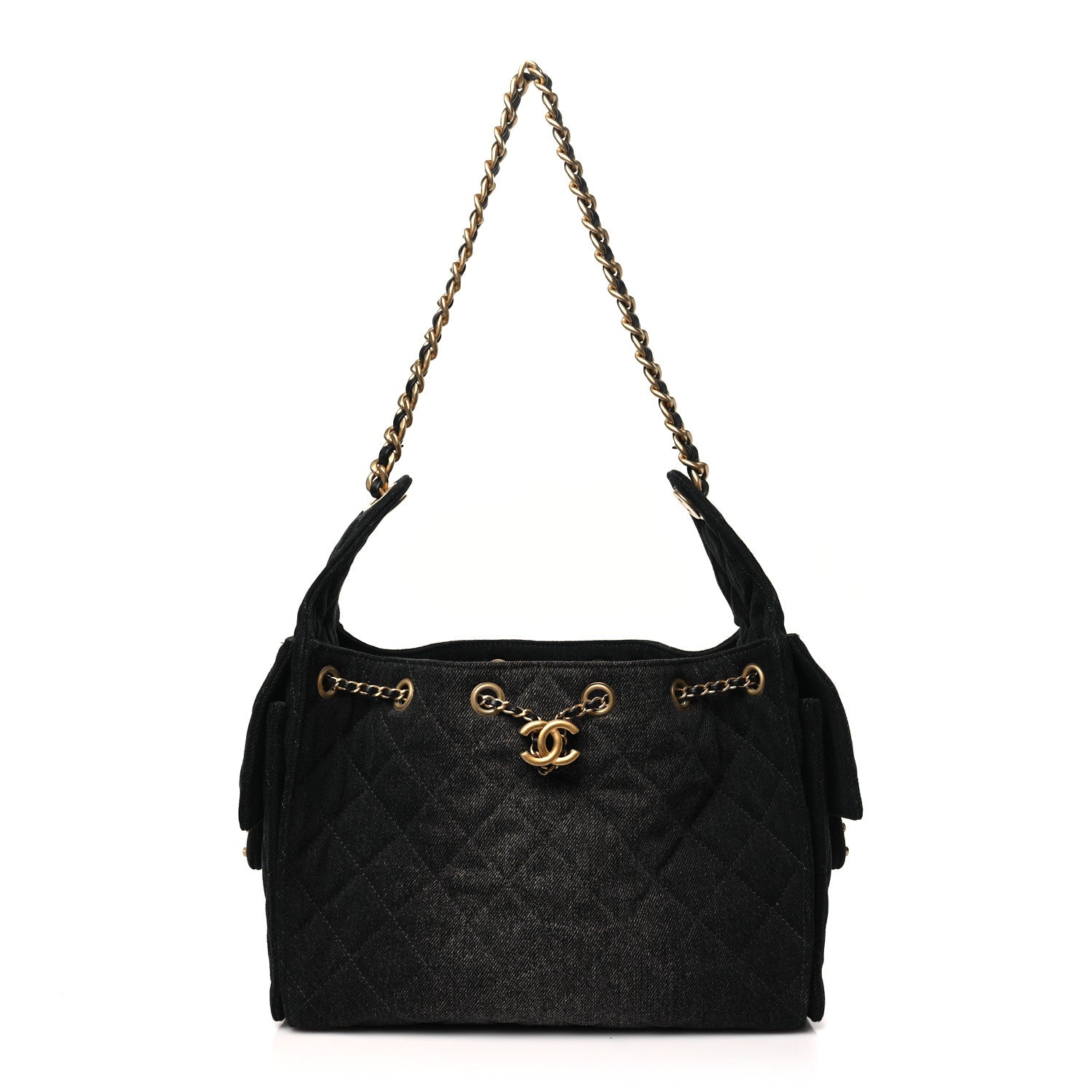 Chanel Denim Quilted Small Chanel 25 Handbag Black 1 of 11
