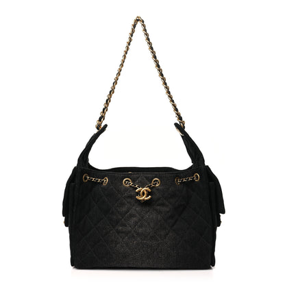 Chanel Denim Quilted Small Chanel 25 Handbag Black 1 of 11