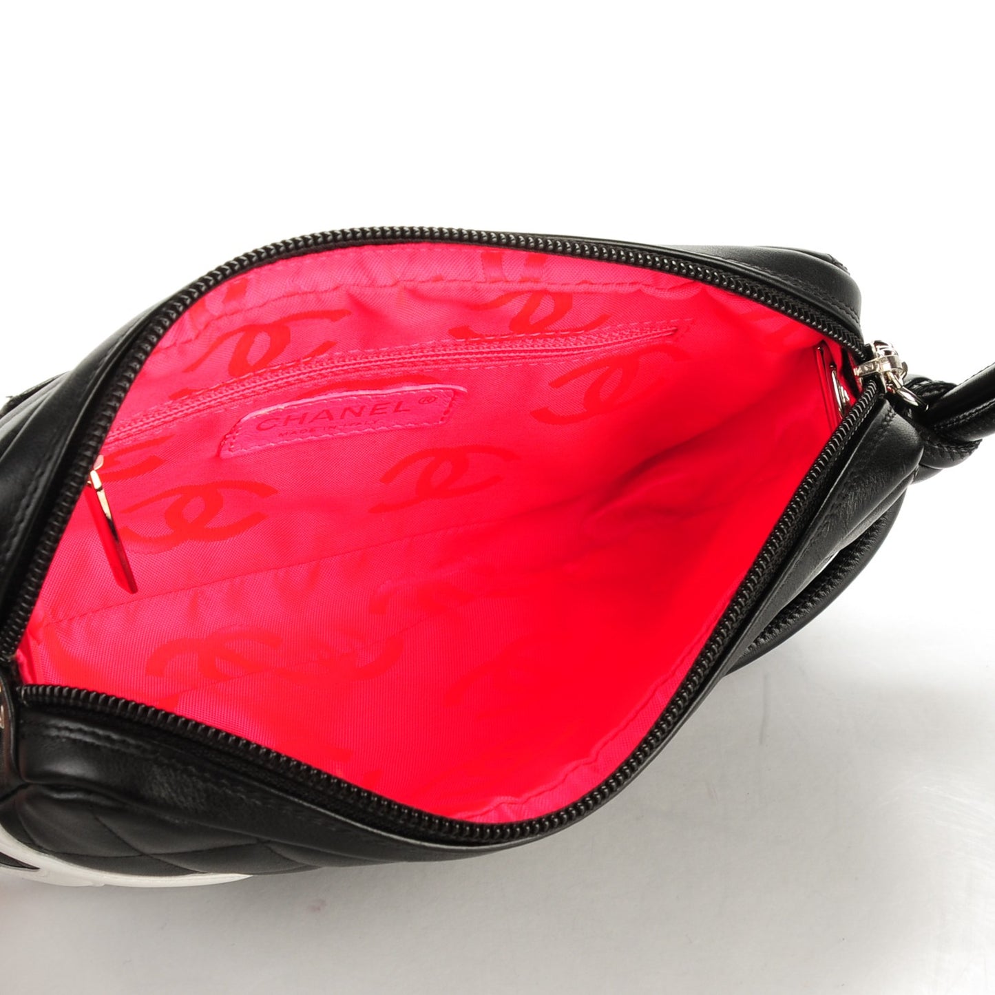Calfskin Quilted Cambon Pochette Black White