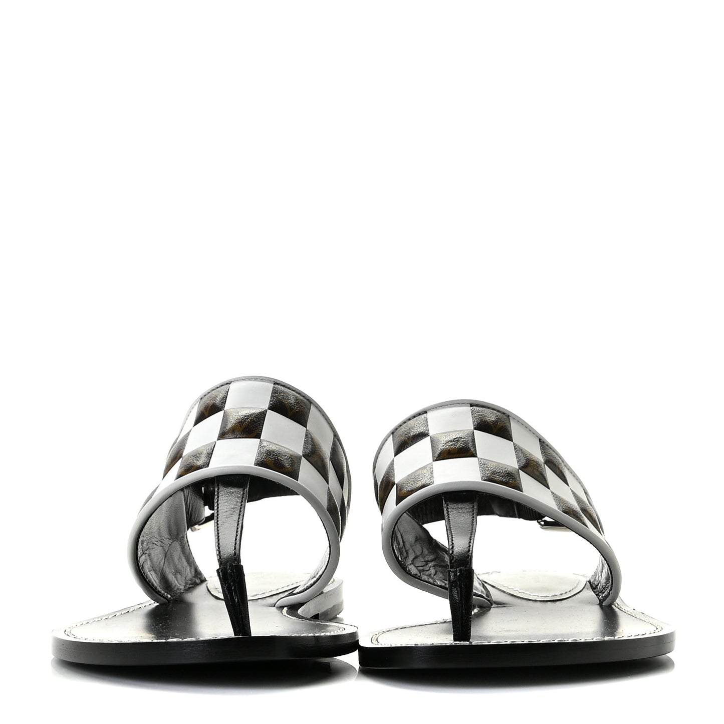 Monogram Calfskin Matchmake Flat Thong Sandals 36.5 Black