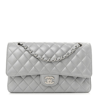 Chanel Iridescent Lambskin Quilted Medium Double Flap Grey 1 of 10