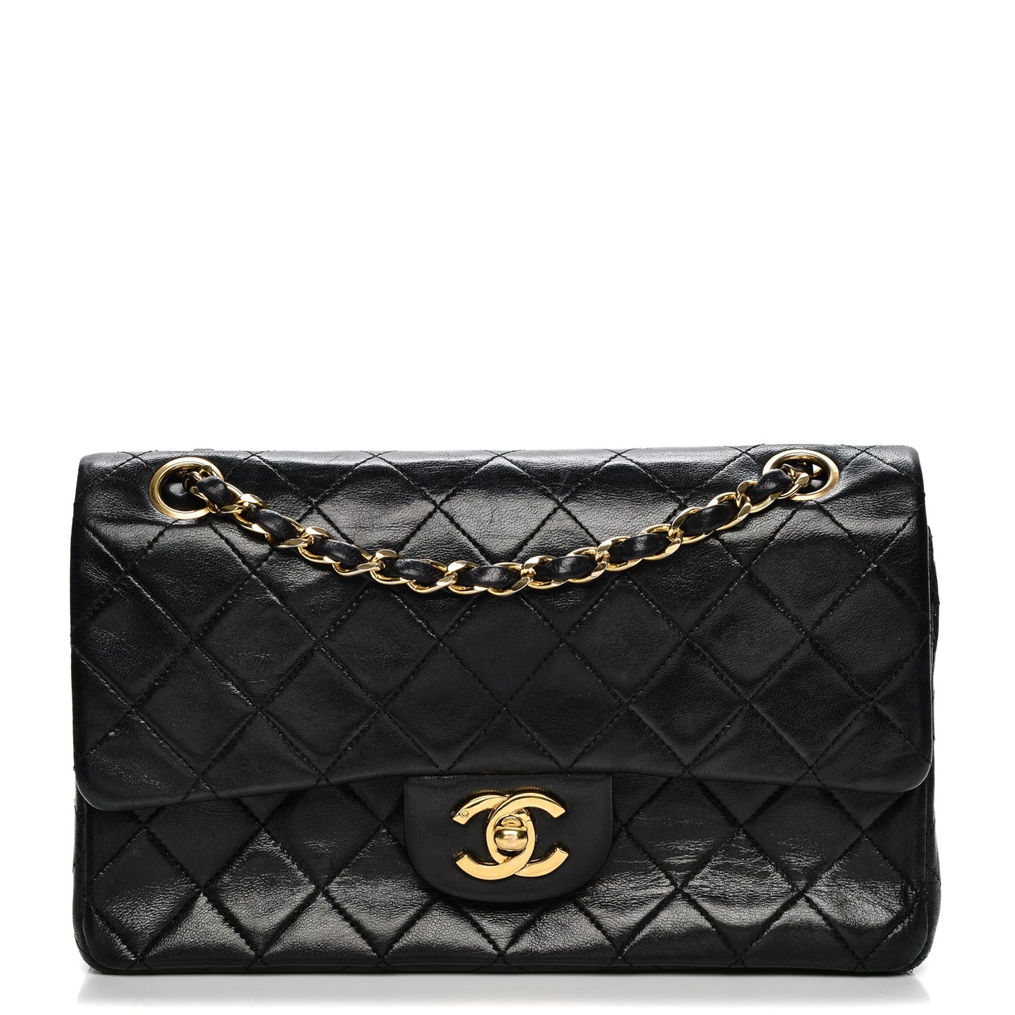 Lambskin Quilted Small Double Flap Black
