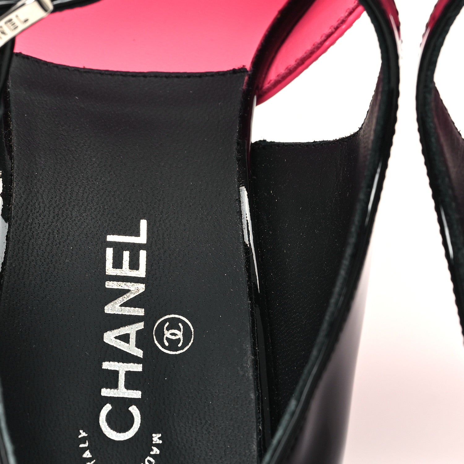Chanel Patent Calfskin CC Pumps 37 Pink Black 8 of 10