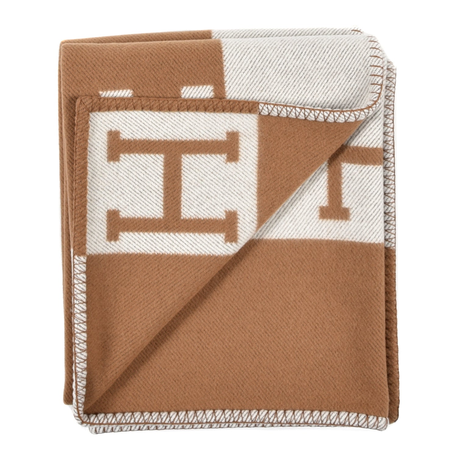 Hermes Wool Cashmere Avalon Blanket Ecru Camel 2 of 3