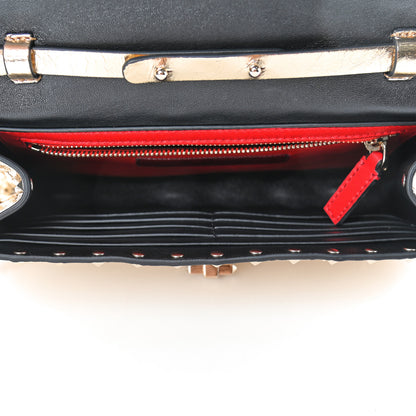 Valentino Garavani Metallic Wrinkled Lambskin Rockstud Spike Wallet on Chain Mekong 4 of 5