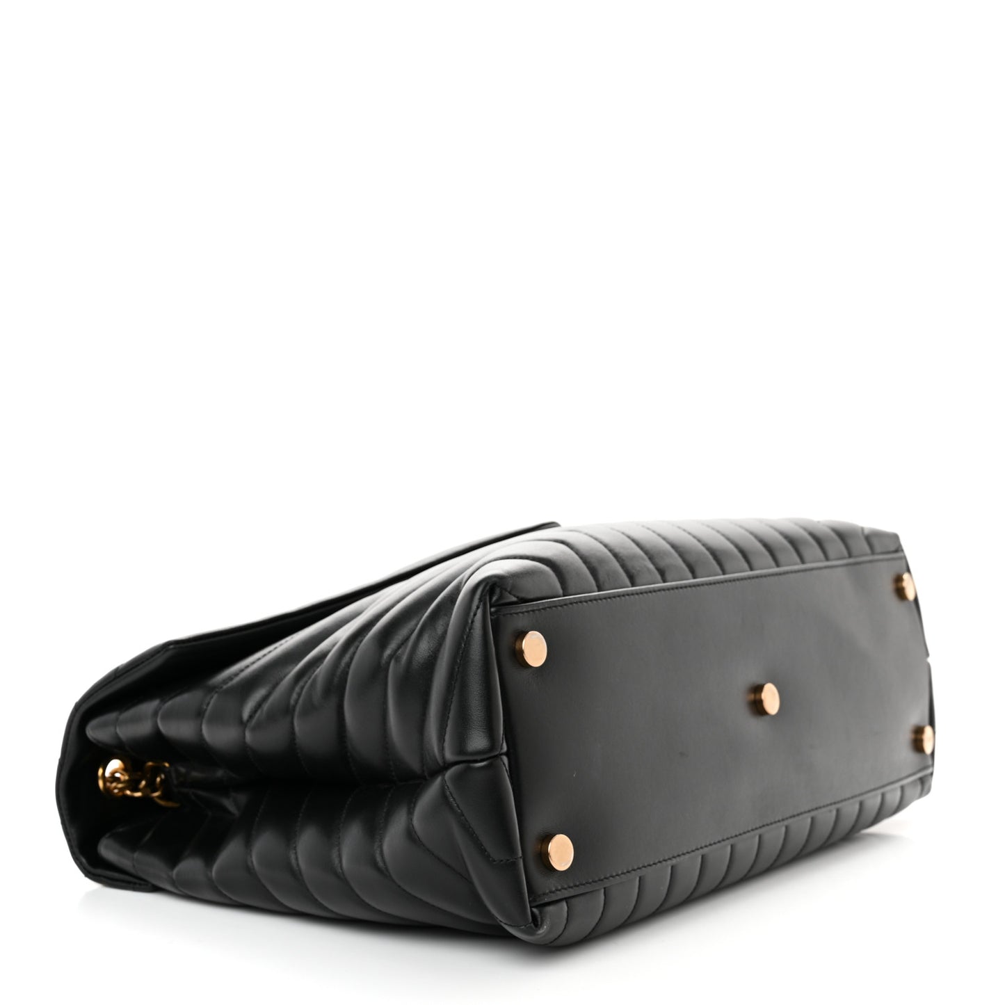 Calfskin Y Quilted Monogram Large Loulou Chain Satchel Black