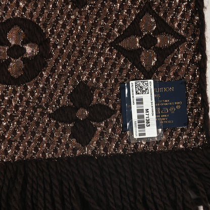 Louis Vuitton Wool Silk Logomania Shine Scarf Marron 3 of 3
