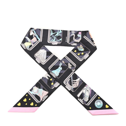 Hermes Silk Story Twilly Black Rose Gris 1 of 3