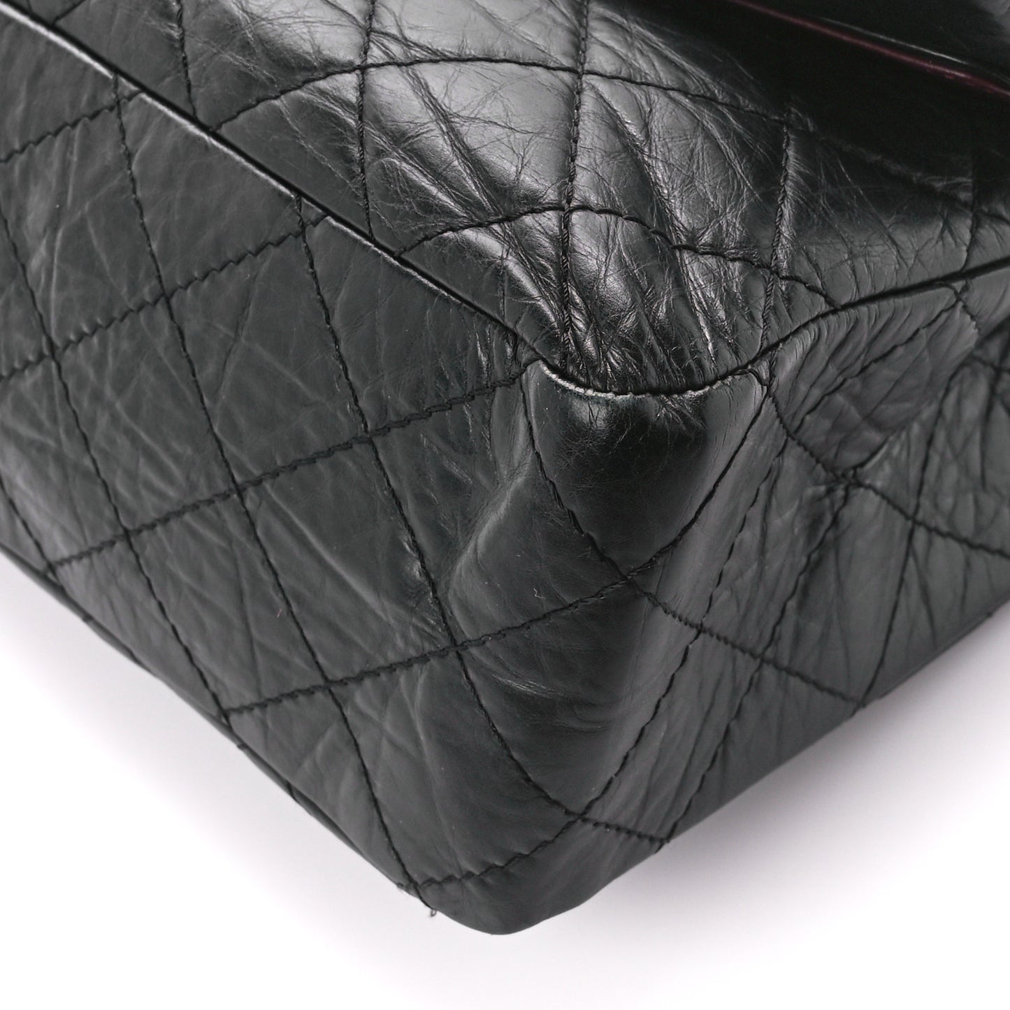 Aged Calfskin Quilted 2.55 Reissue 227 Flap Black