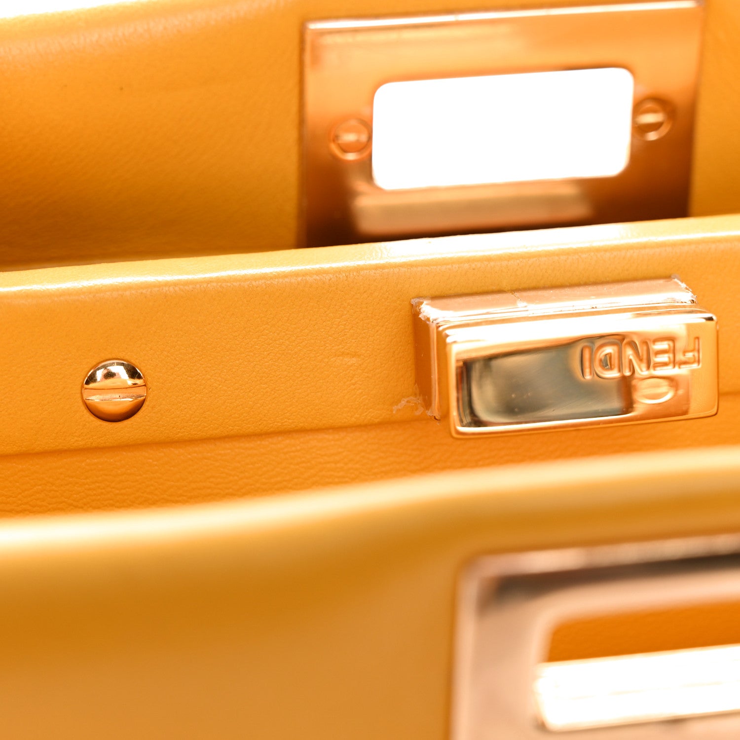 Fendi Nappa Stacked Bar Mini Peekaboo Iconic Satchel Mimosa 12 of 12