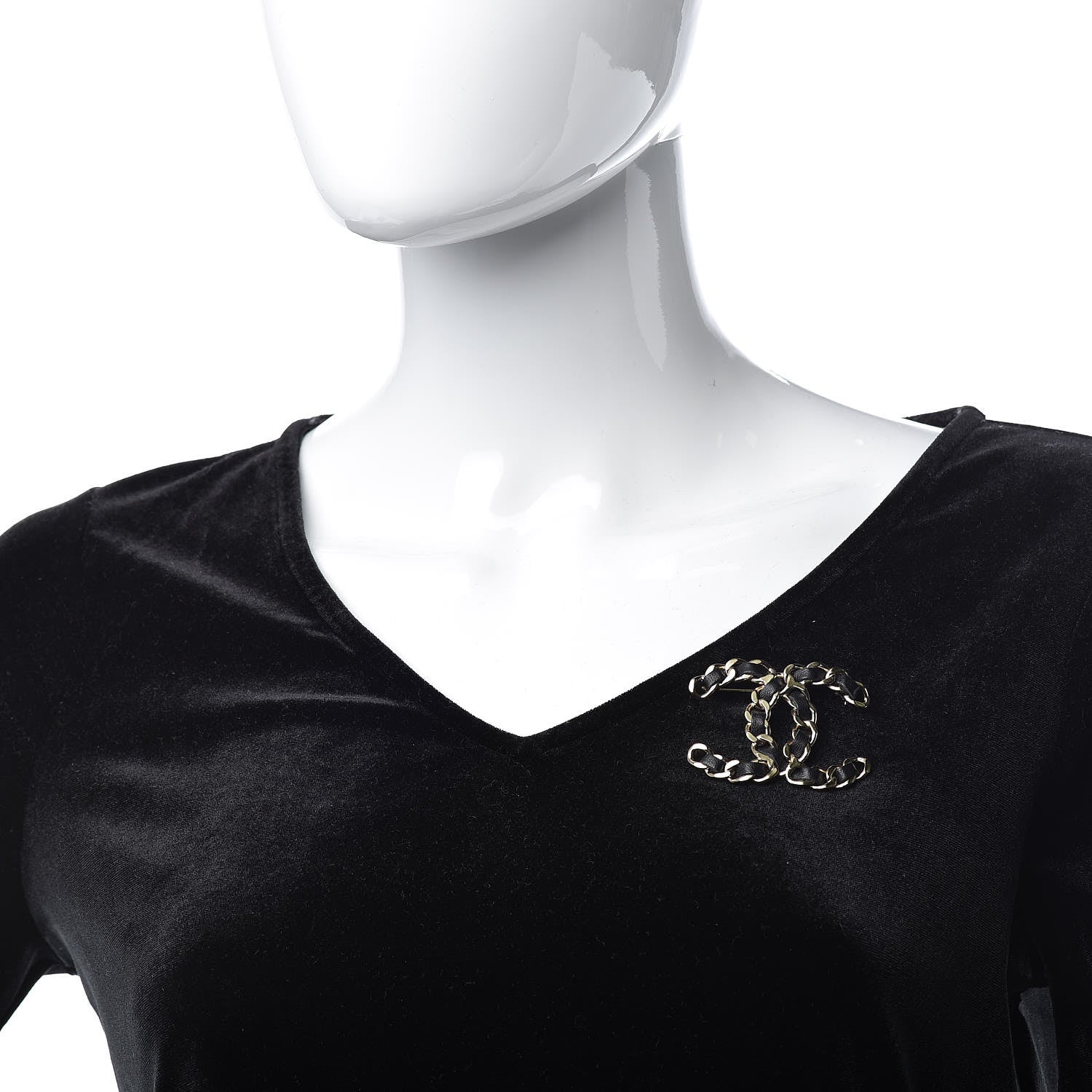 Chanel Lambskin Chain CC Brooch Black Gold 2 of 5