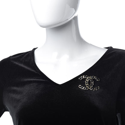 Chanel Lambskin Chain CC Brooch Black Gold 2 of 5