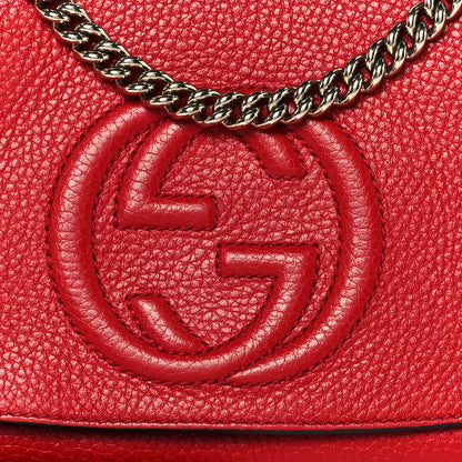 Gucci Pebbled Calfskin Medium Soho Flap Crossbody Vibrant Red 9 of 11