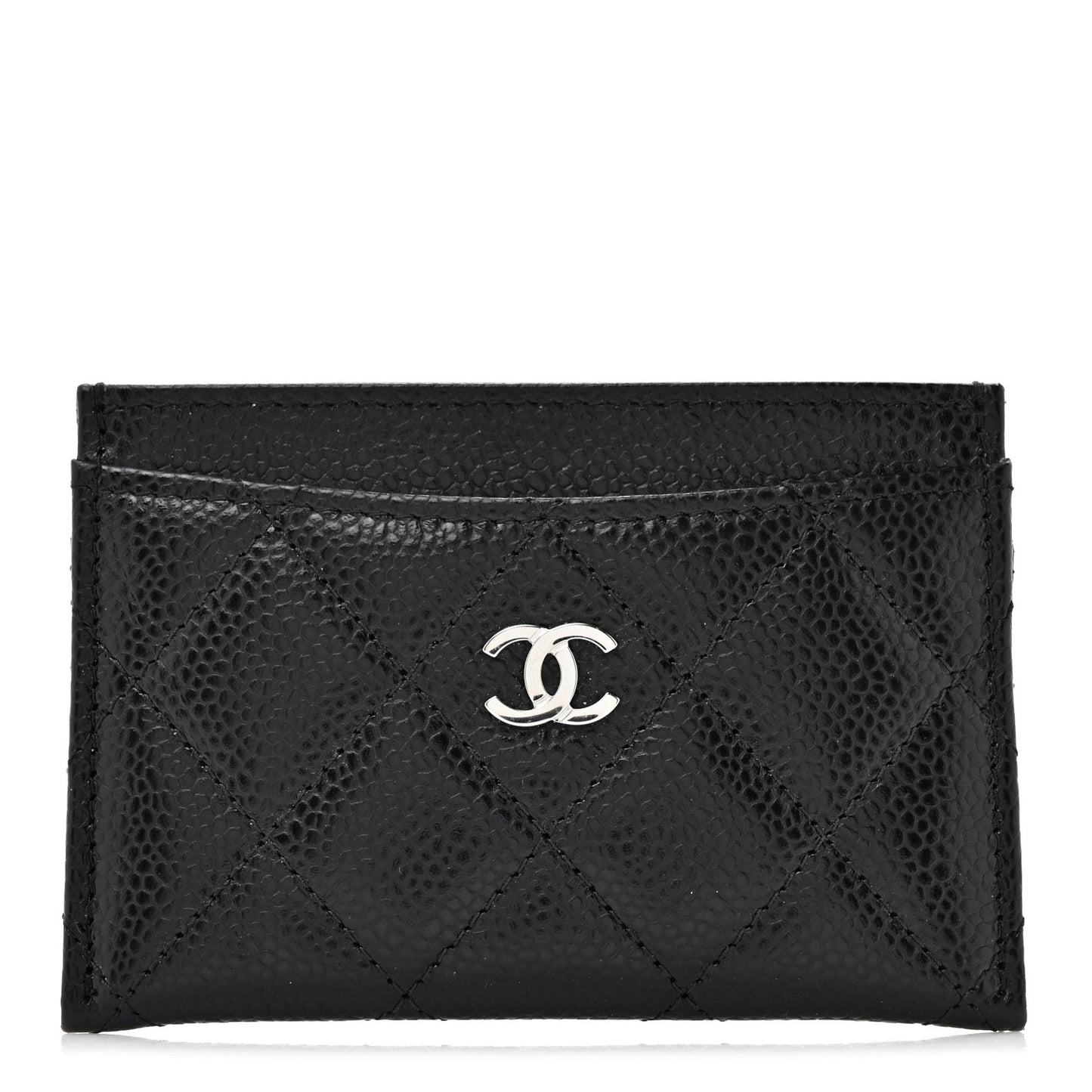 Caviar Quilted Card Holder Black