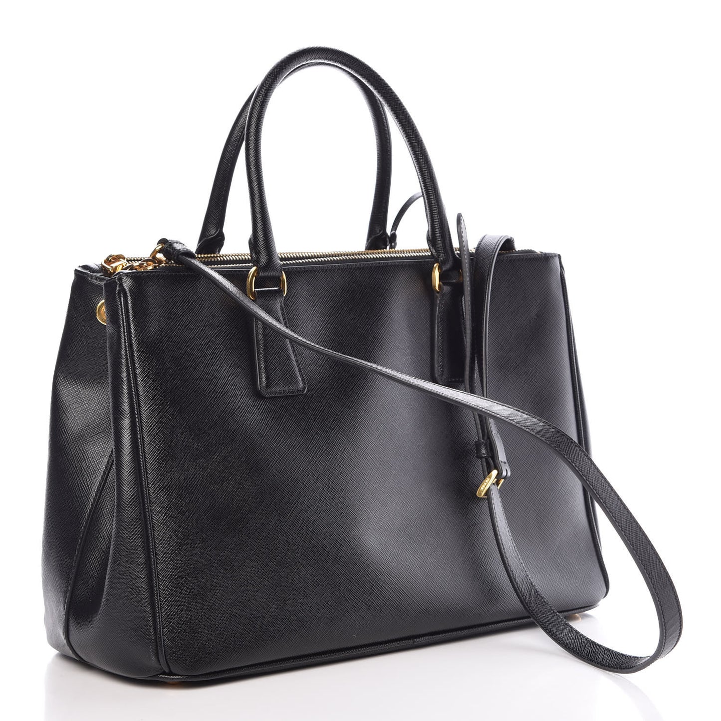 Saffiano Medium Galleria Double Zip Tote Black