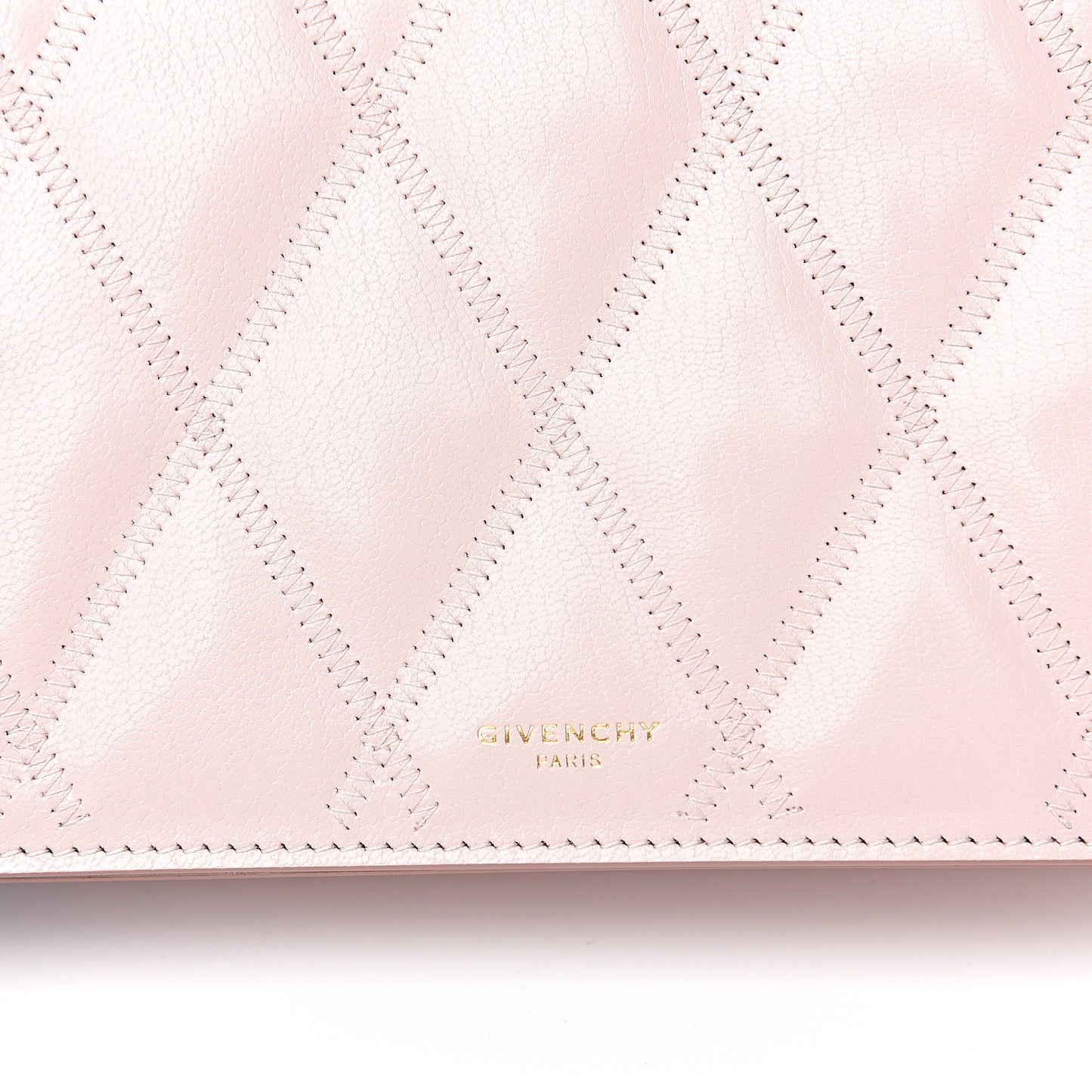 Goatskin Quilted GV3 Strap Wallet Pale Pink
