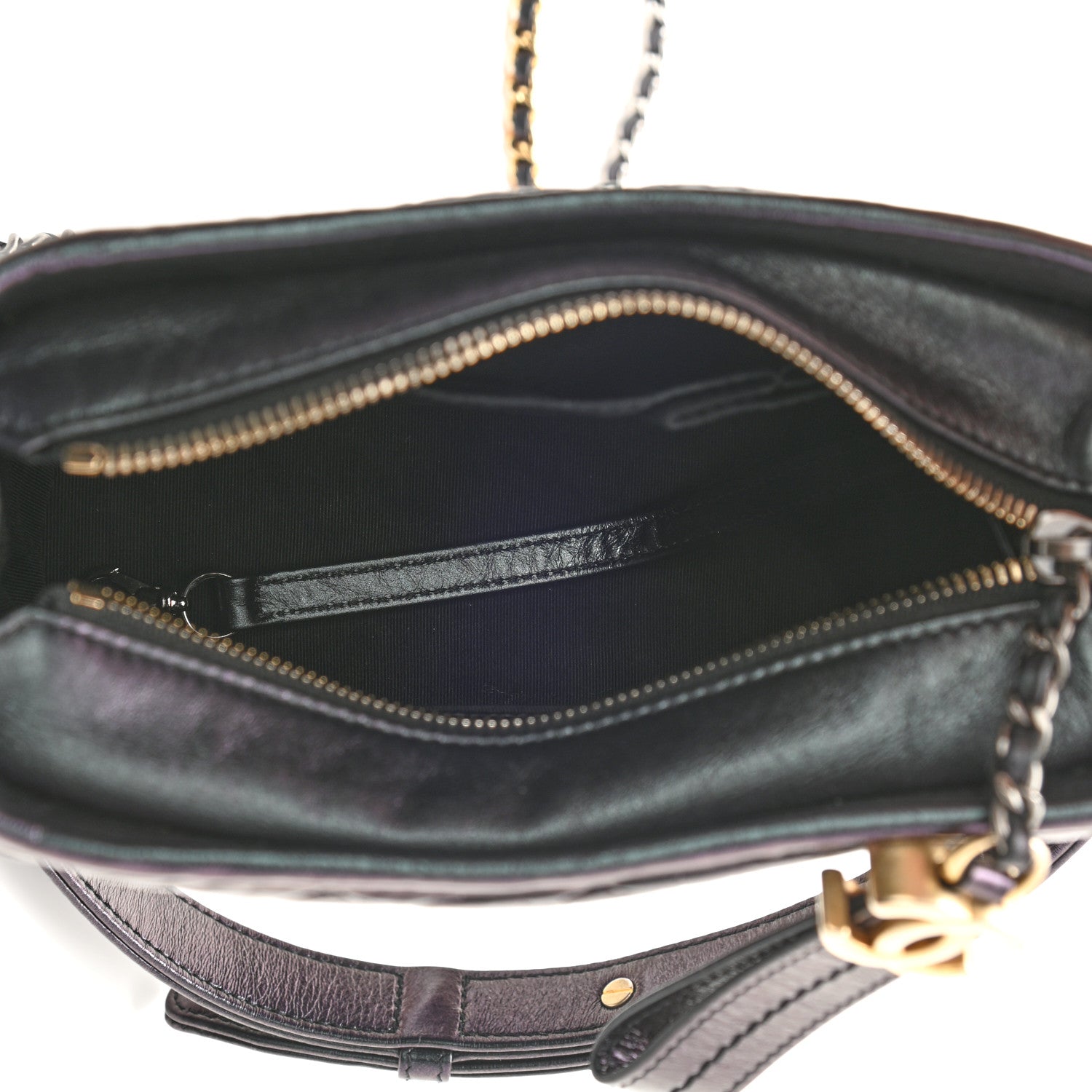 Chanel Iridescent Aged Calfskin Quilted Small Gabrielle Hobo Black 5 of 10