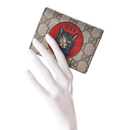 Gucci Soft GG Supreme Monogram Mystic Cat Card Case Wallet 2 of 6