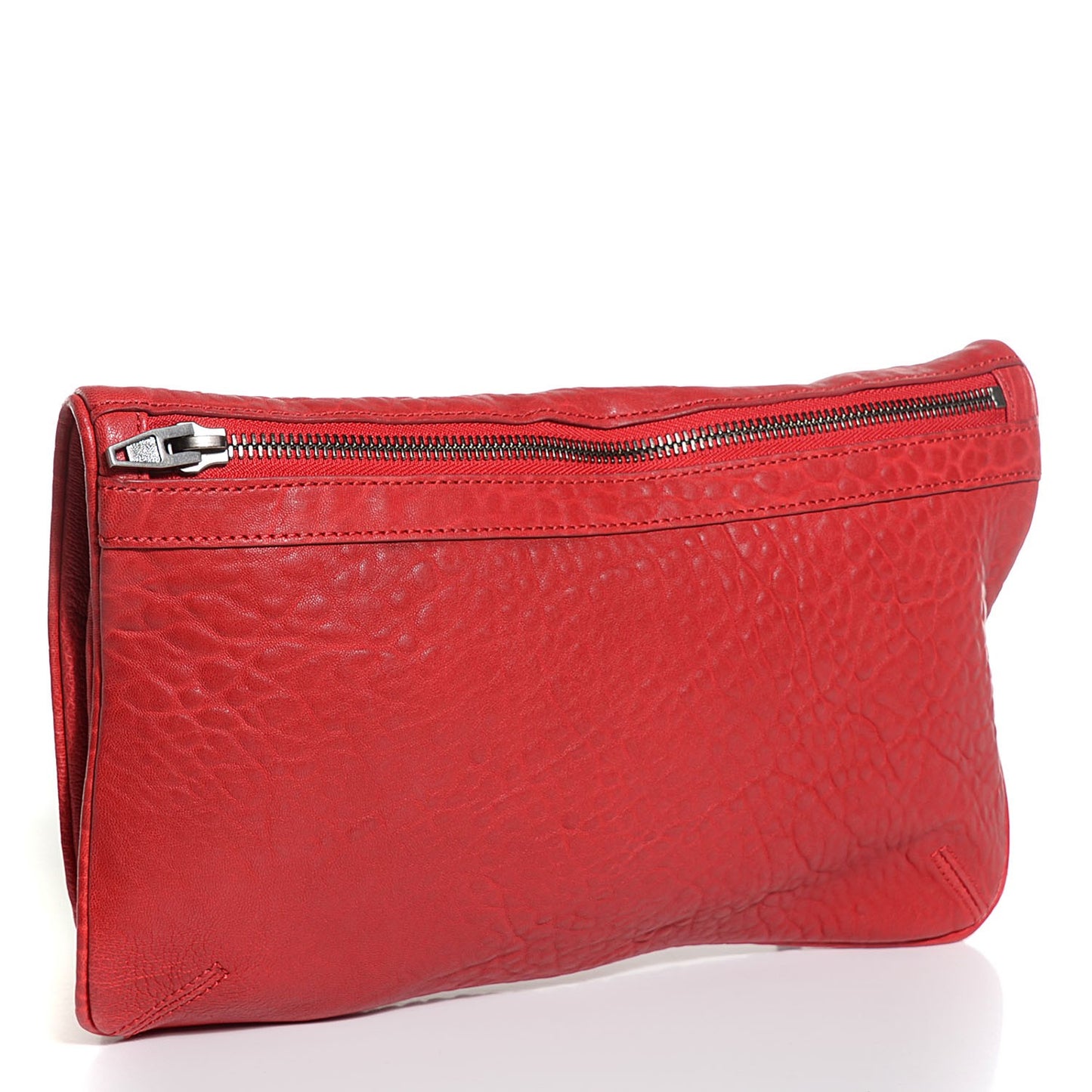 Textured Lambskin Dumbo Fold Over Clutch Cayenne