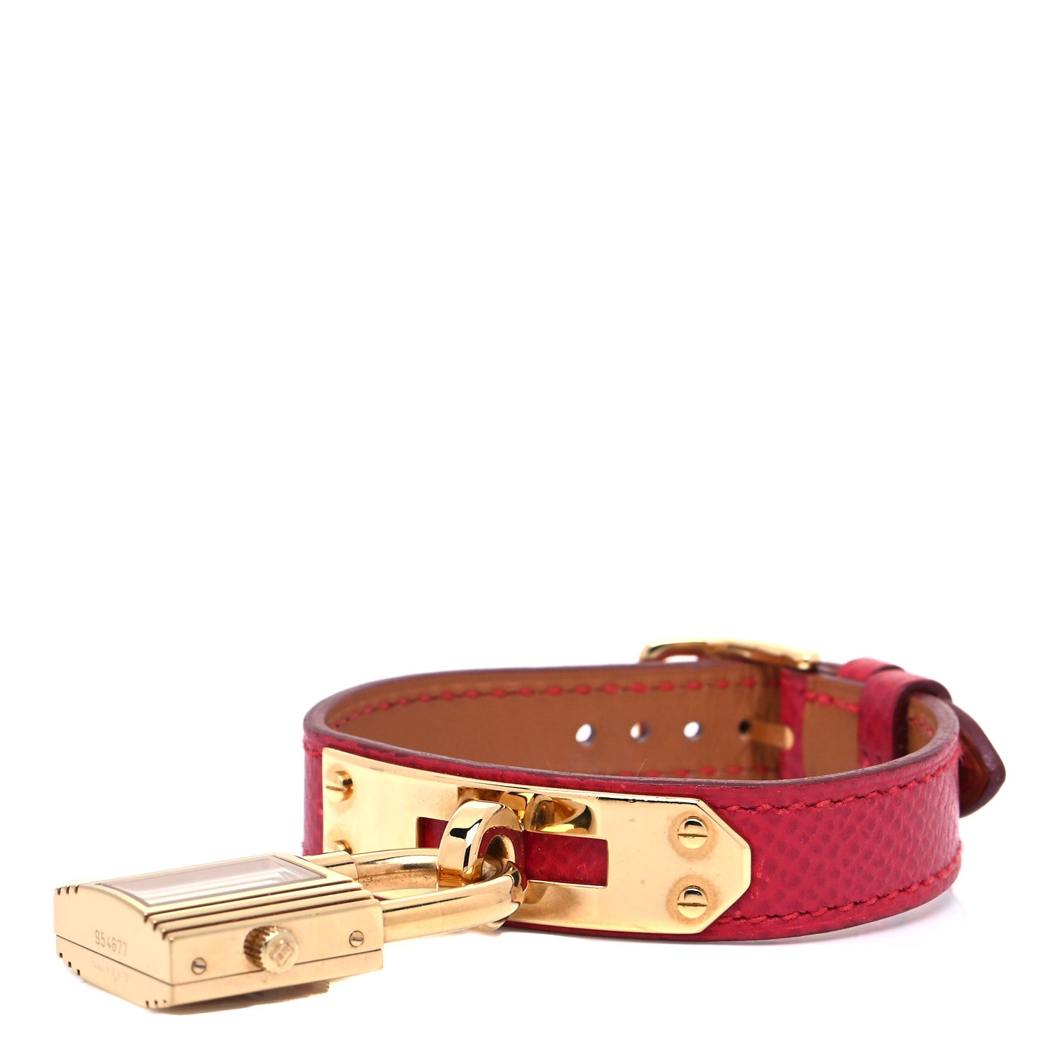 Hermes Stainless Steel Courchevel 20mm Kelly Cadena Quartz Watch Rouge 4 of 5