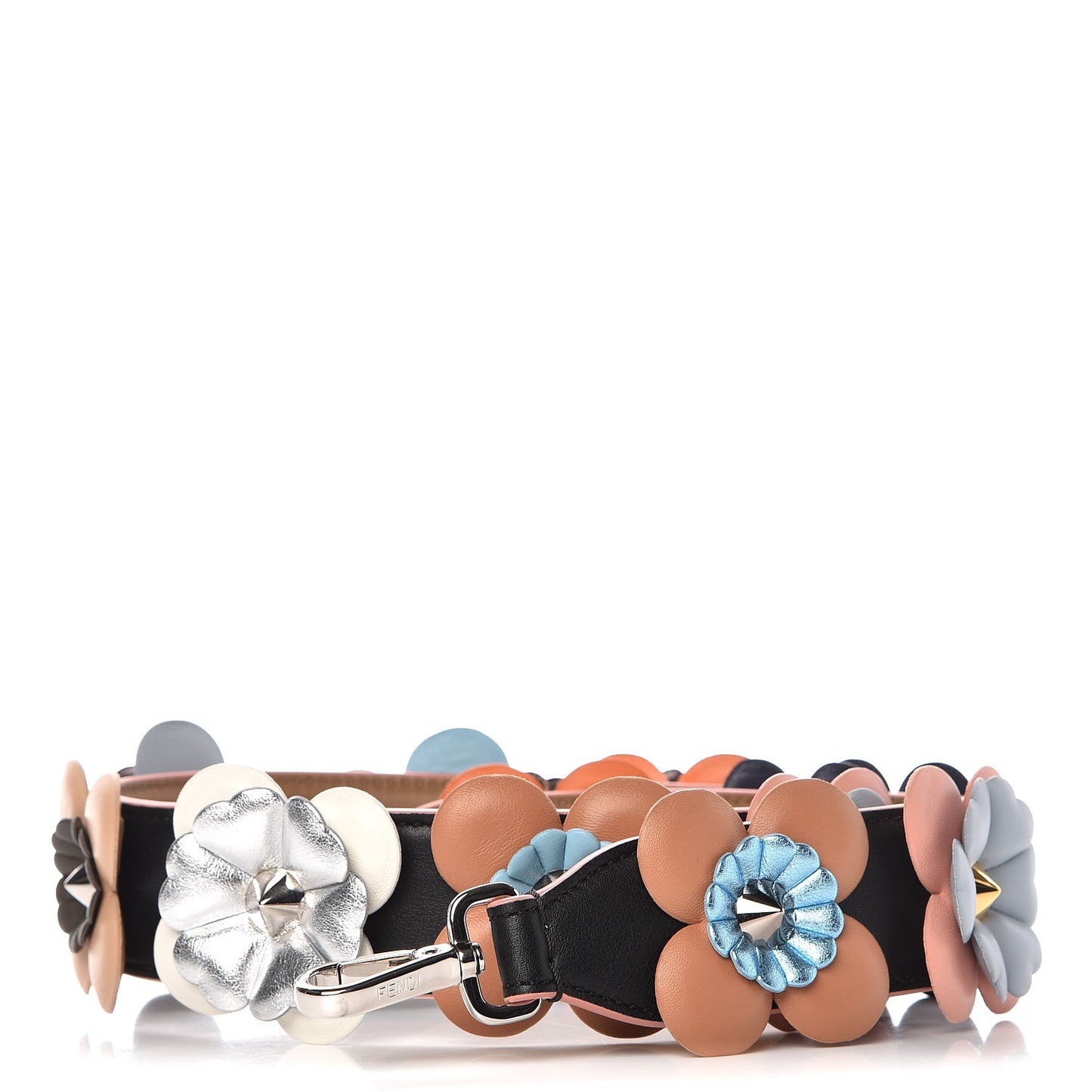 Vitello Dolce Flowerland Bi-Color Studded Strap You Black Sand Multicolor