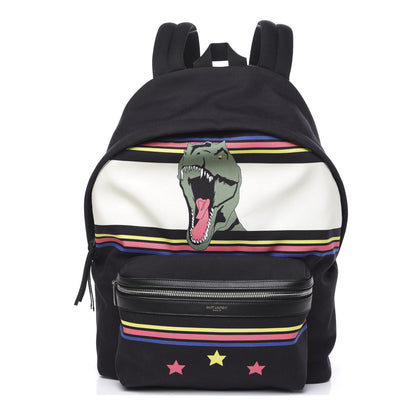 Saint Laurent Nylon Twill Dinosaur Print City Backpack Black Multicolor 1 of 18