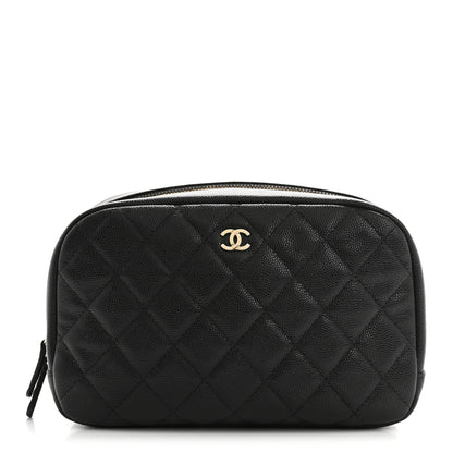 Chanel Caviar Quilted Medium Curvy Pouch Cosmetic Case Black 1 of 9