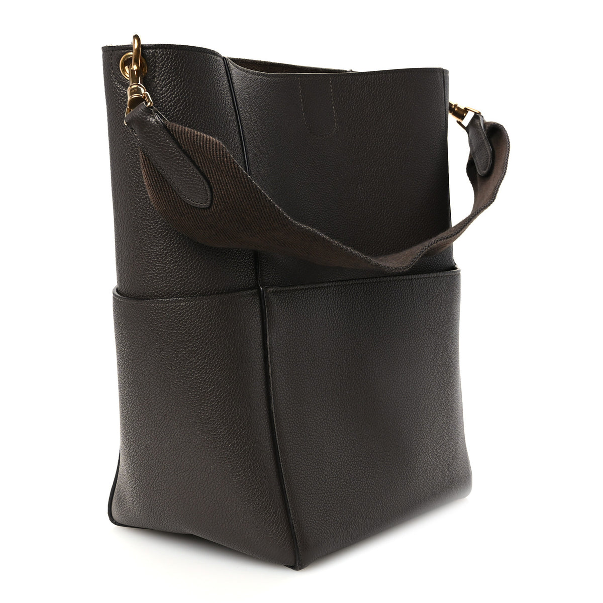 Soft Grained Calfskin Sangle Bucket Bag Ecorce