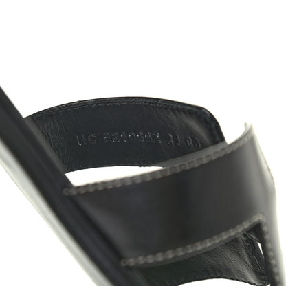 Hermes Box Calfskin Oran Sandals 38 Black 8 of 8