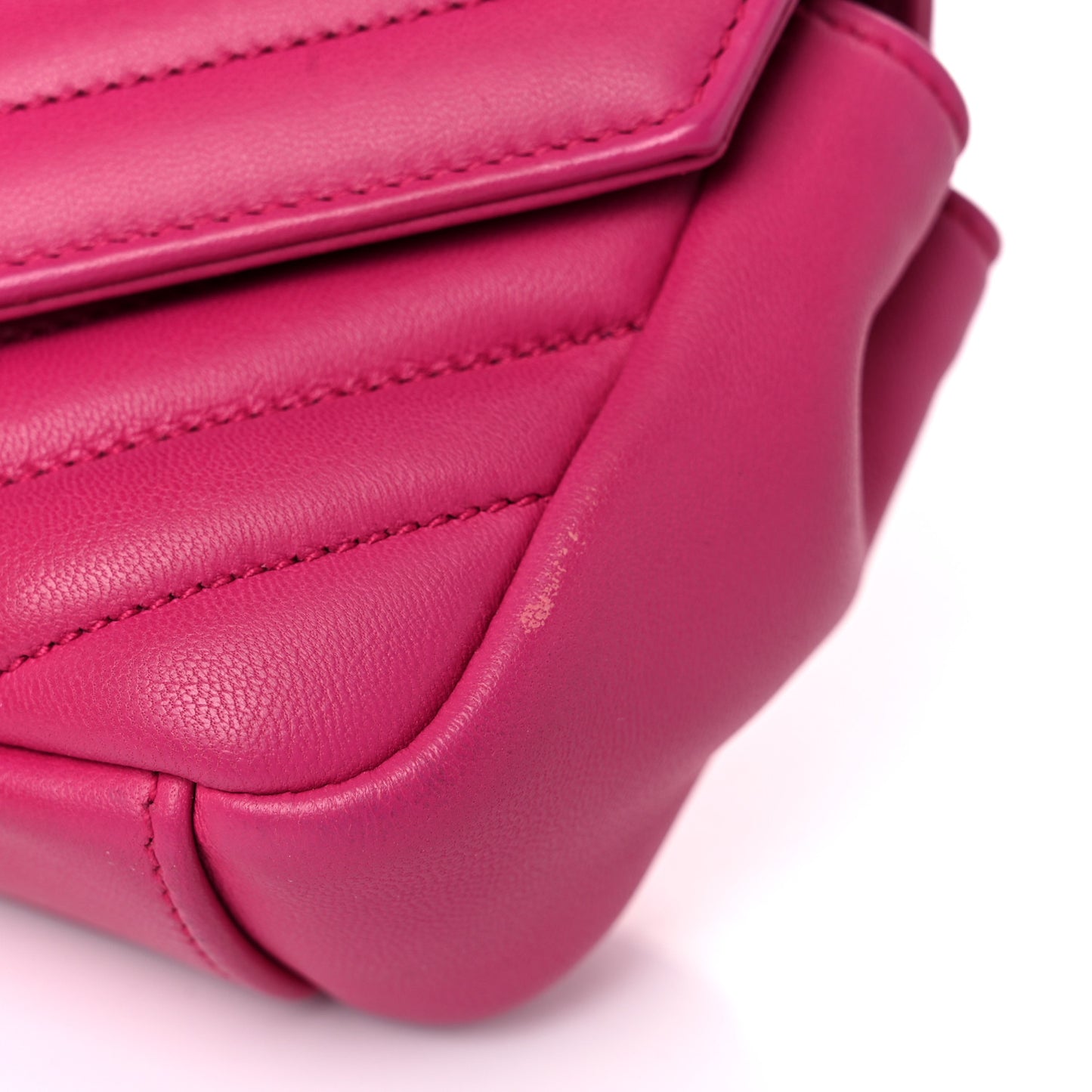 Calfskin Matelasse Chevron Classic Monogram Baby Chain Bag Fuchsia