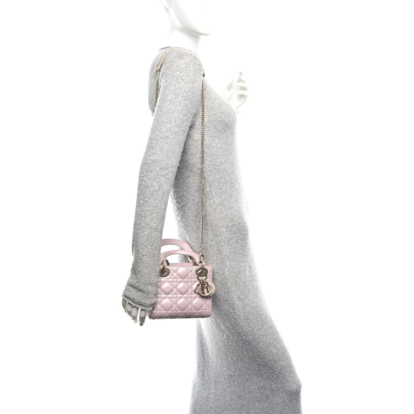 Metallic Lambskin Cannage Mini Lady Dior Lotus