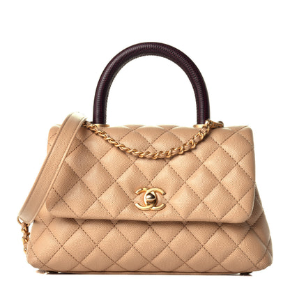 Chanel Caviar Lizard Embossed Quilted Mini Coco Handle Flap Beige 1 of 10