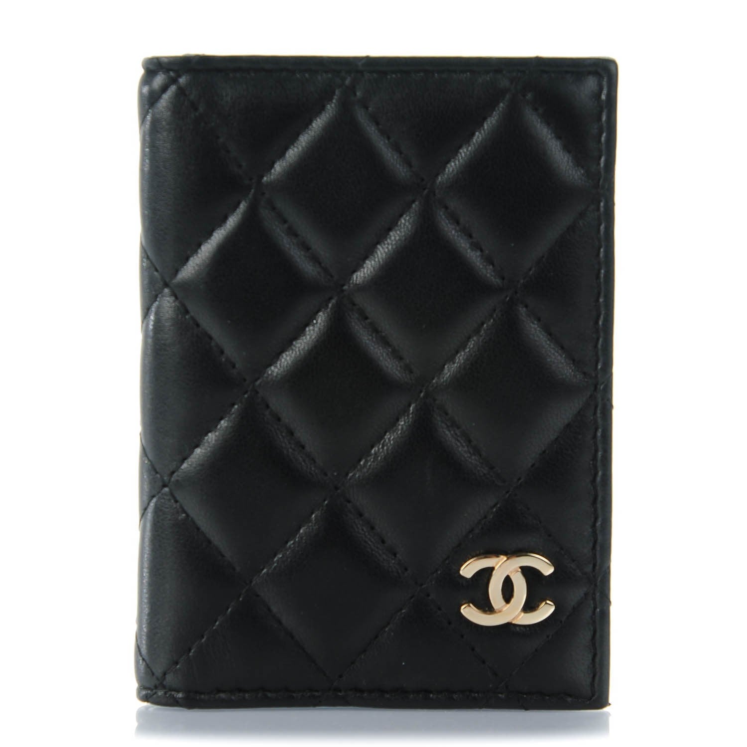 Chanel Lambskin Quilted Card Holder Wallet Black 1 of 7