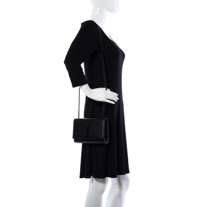 Saint Laurent Grain De Poudre Small Monogram Kate Satchel Black 2 of 8