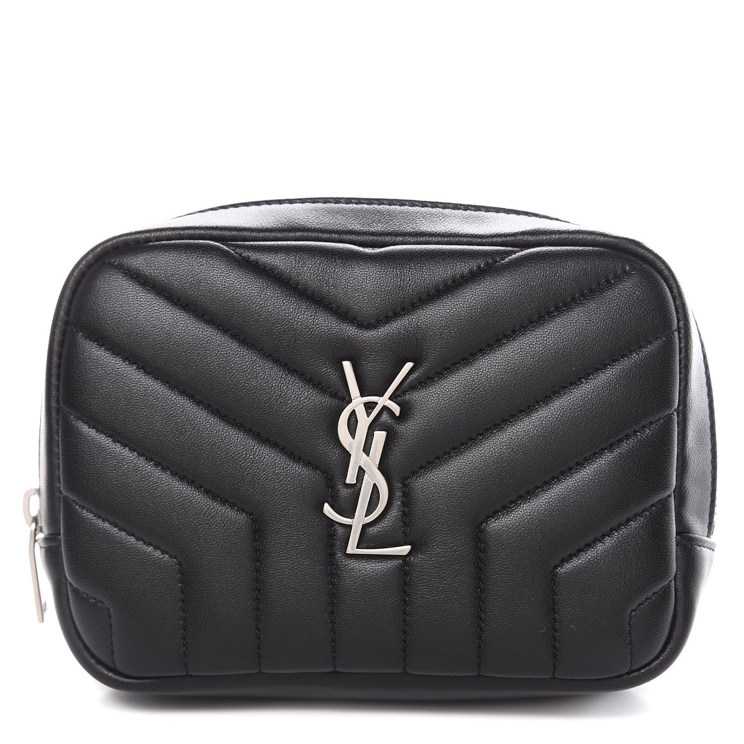Saint Laurent Lambskin Y Quilted Monogram Loulou Cosmetic Case Black 1 of 11