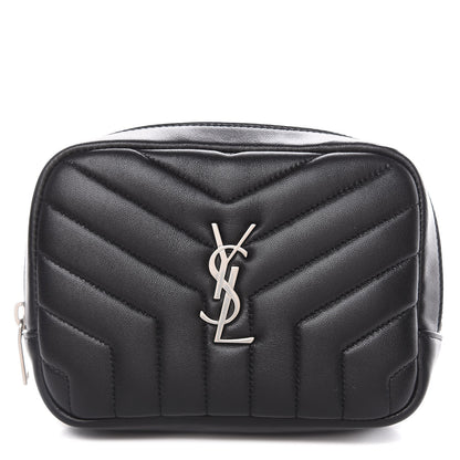 Saint Laurent Lambskin Y Quilted Monogram Loulou Cosmetic Case Black 1 of 11