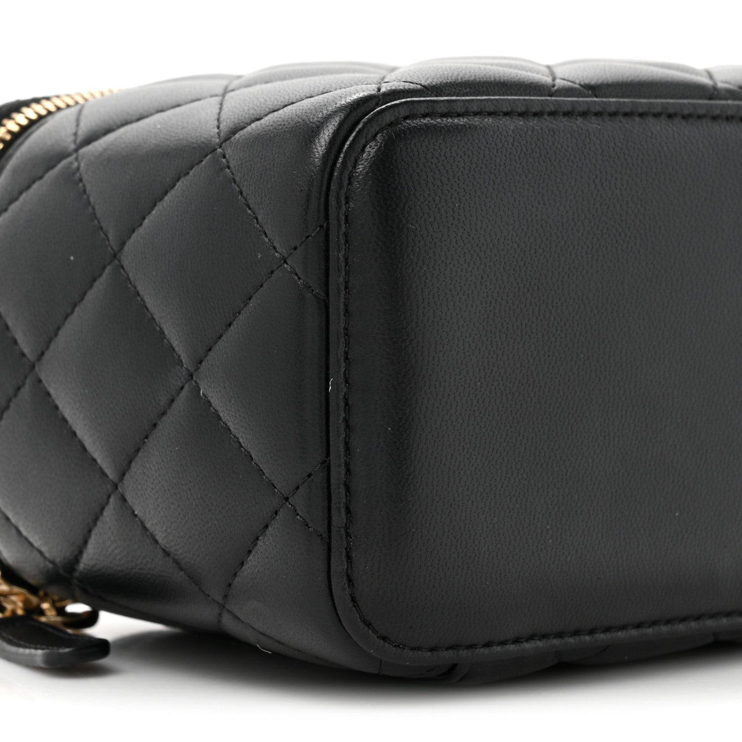 Chanel Lambskin Quilted Pearl Crush Small Vanity Case With Chain Black 10 of 11